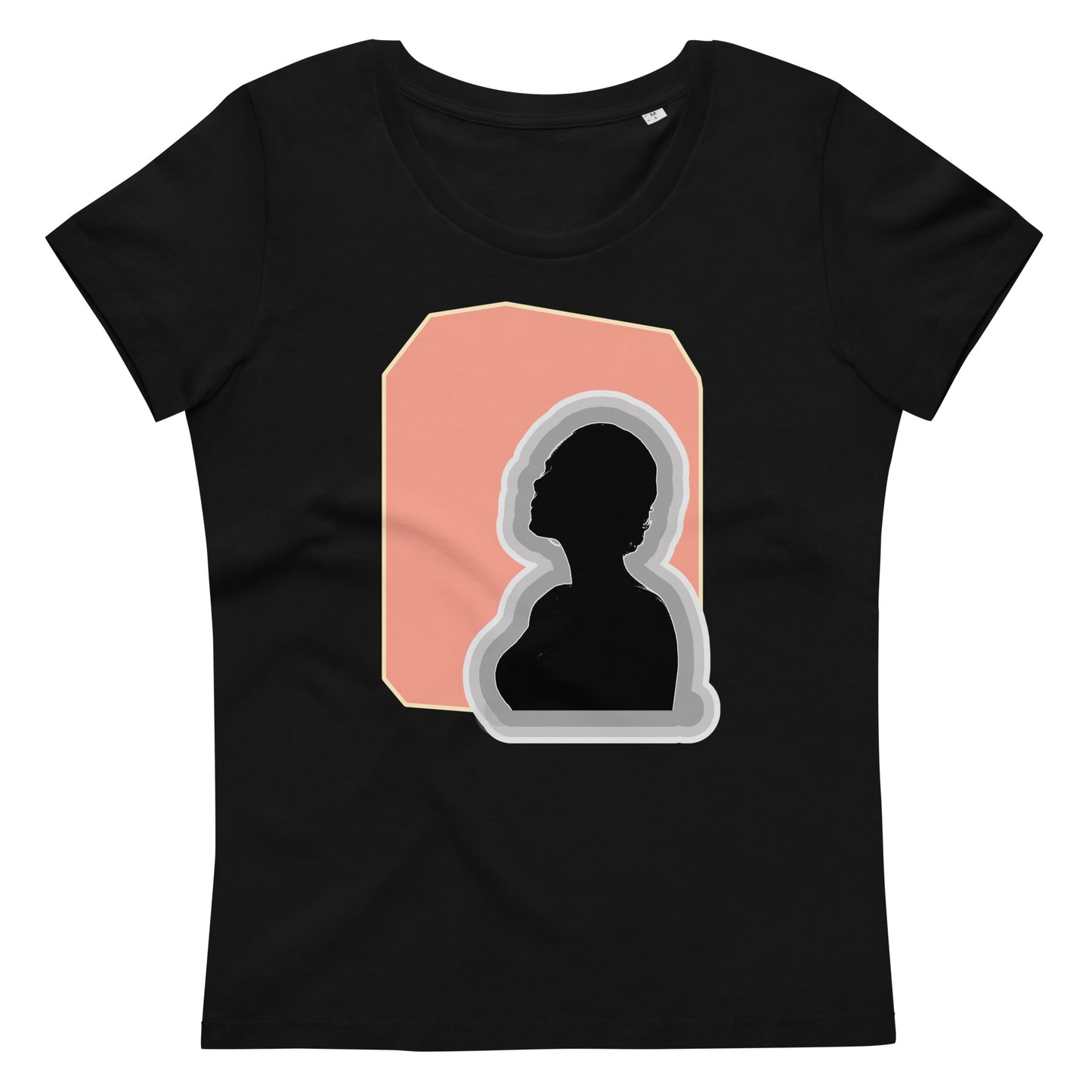 t-shirt casual chic ideal pour chiller le dimanche et pour les sorties en terrasse. silhouette noire et cadre rose